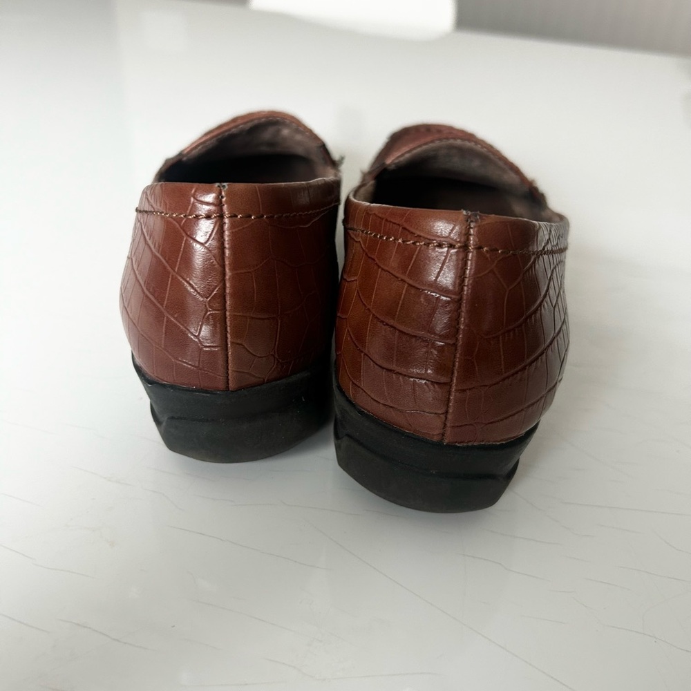 Natural Soul Size 9.5 All Thru Comfort Brown Croc Texture Slip On Loafers - Picture 6 of 7